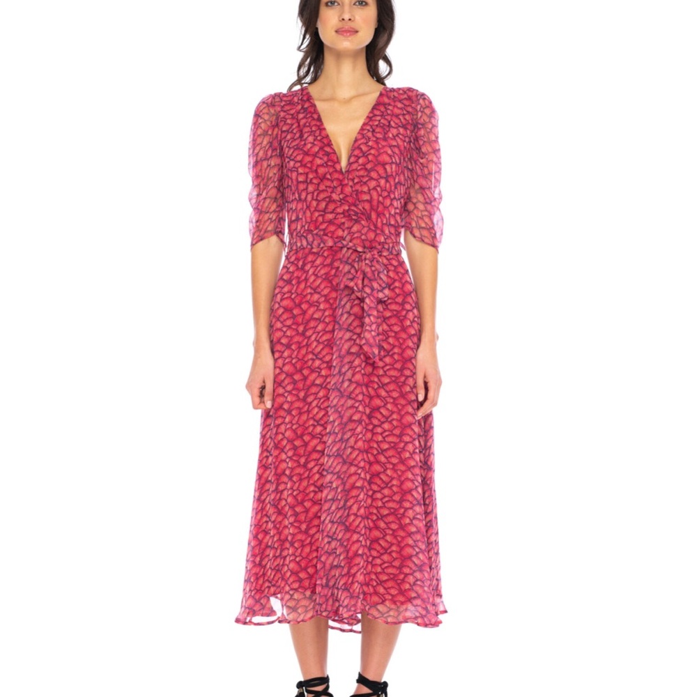 NWT: Anthropologie CABALLERO Lila chiffon wrap dress in peacock medium